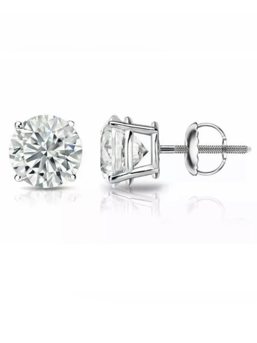 1.60 Ct Round Cut FL/D GRA Certified Moissanite Stud Earrings 14k White Gold 7mm